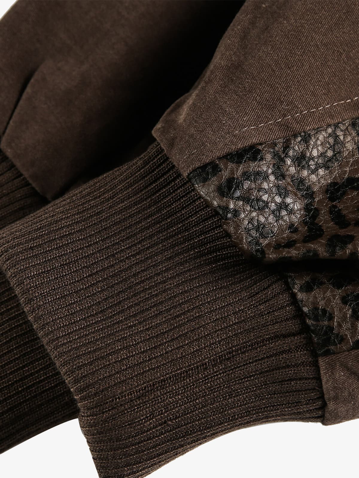 Retro Leopard PU Patchwork Faux Layered Jacket 