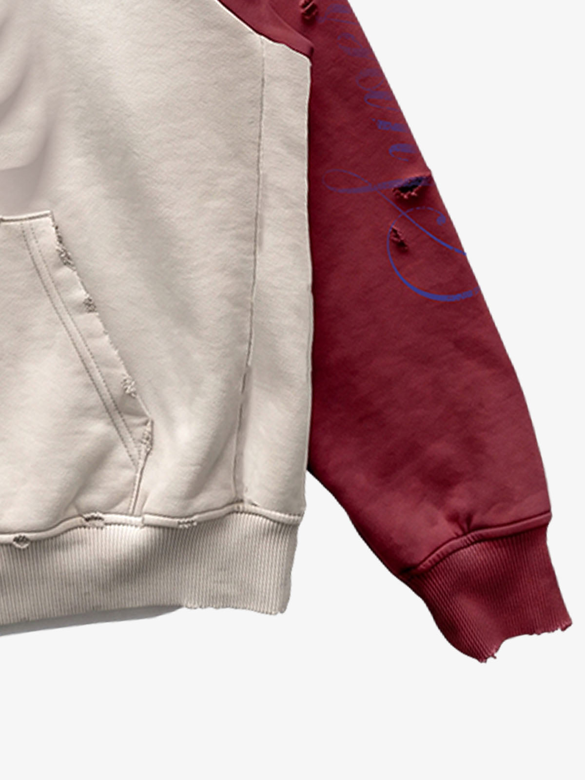 Skeleton Ribcage Graphic Distressed Raglan Hoodie