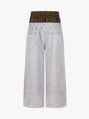 Leopard Double Waist Napoleon Embroidered Sweatpants