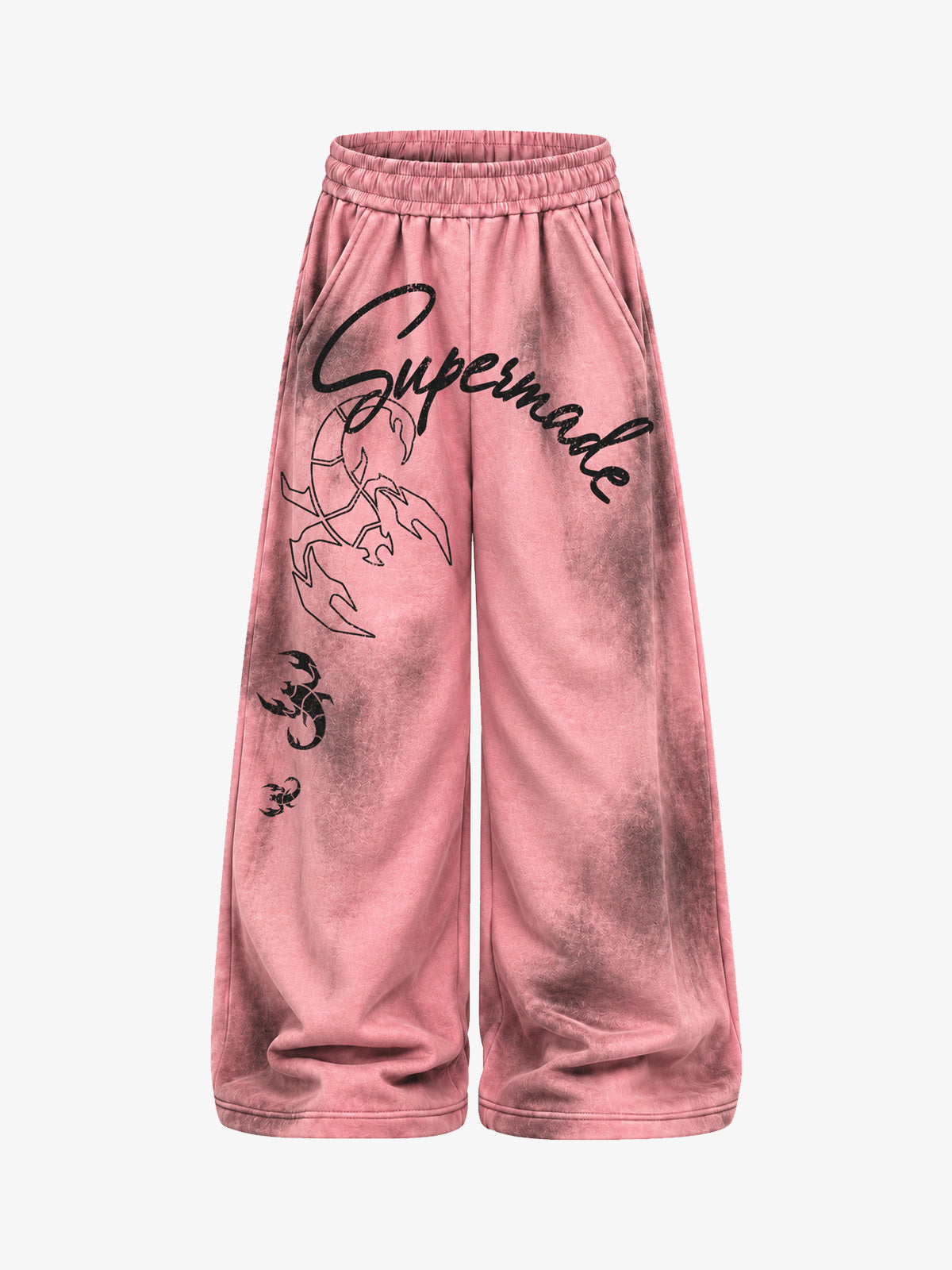 Pantalon de survêtement délavé à jambes larges, avec imprimé graphique scorpion et effet pulvérisé