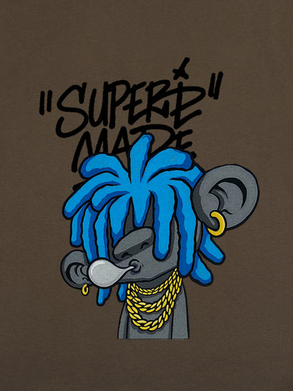 Thesupermade Graffiti Trend Blue Dreadlock Boy T-shirt 