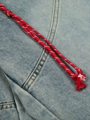 Denim Retro Belt Detail With Patchwork Barrel Jeans - 2490 