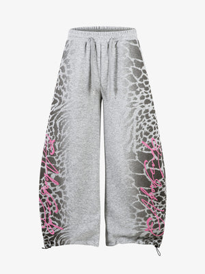 Leopard Curved Seam Wide-Leg Pants