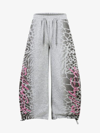 Leopard Curved Seam Wide-Leg Pants