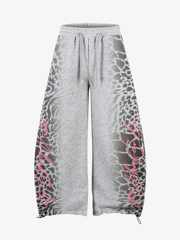 Leopard Curved Seam Wide-Leg Pants