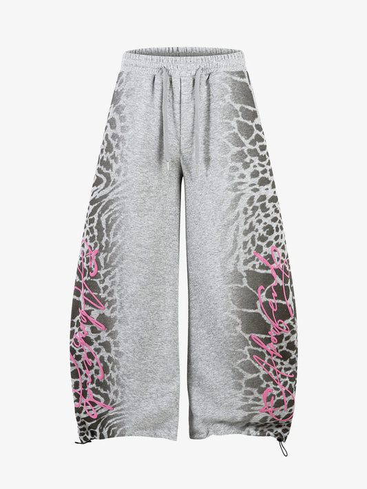 Leopard Curved Seam Wide-Leg Pants