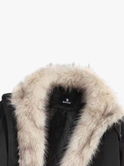 Faux-Fur Collar Zip Bomber Coat