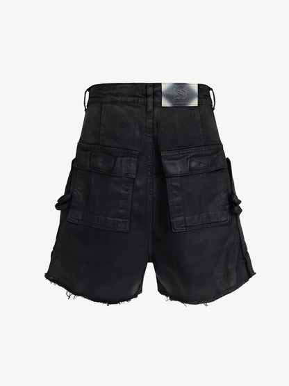 Industrielle Cargo-Shorts mit mehreren Taschen im Used-Look