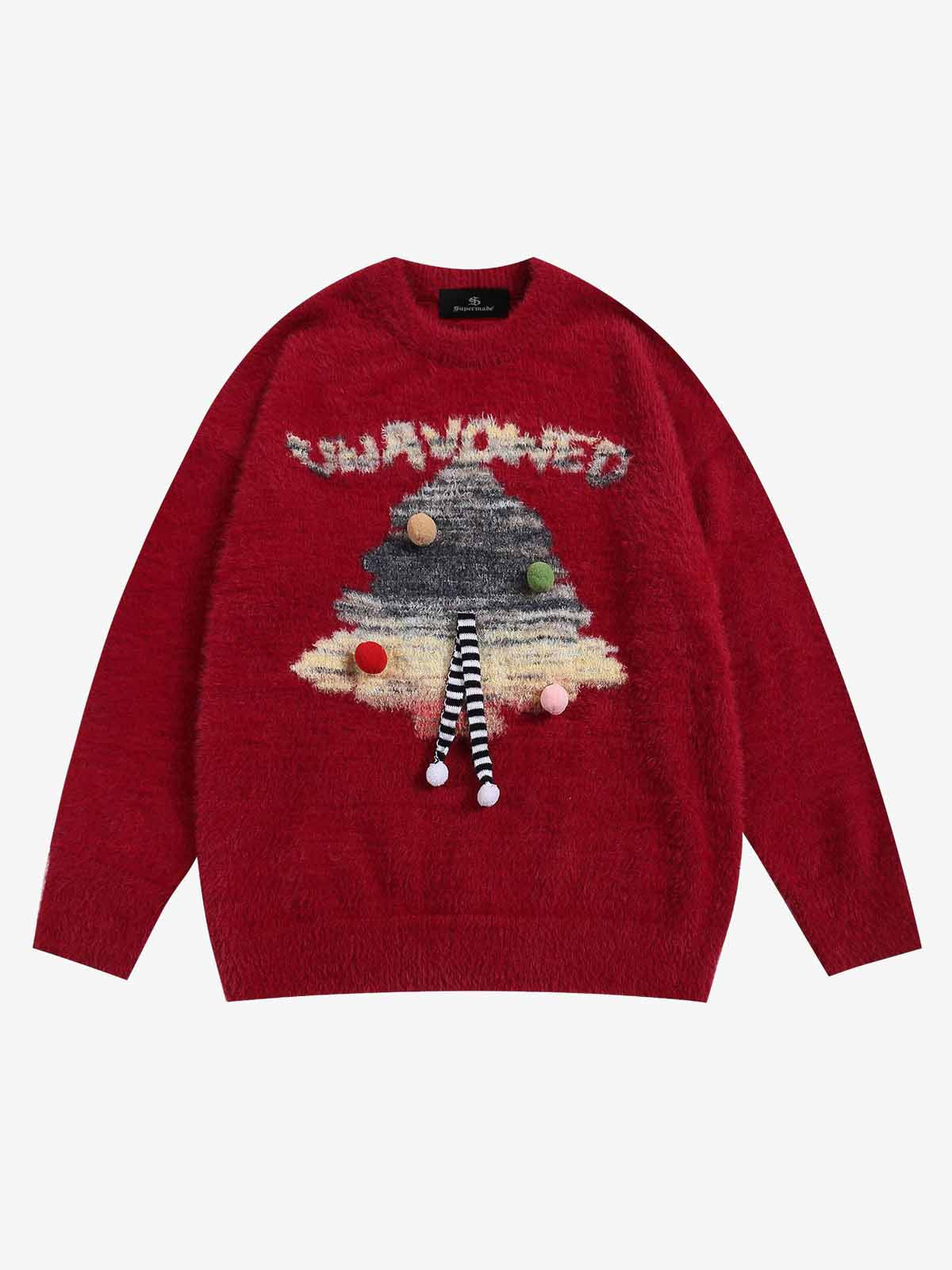 Festive Christmas Tree Embroidered Sweater for Winter Celebrations 