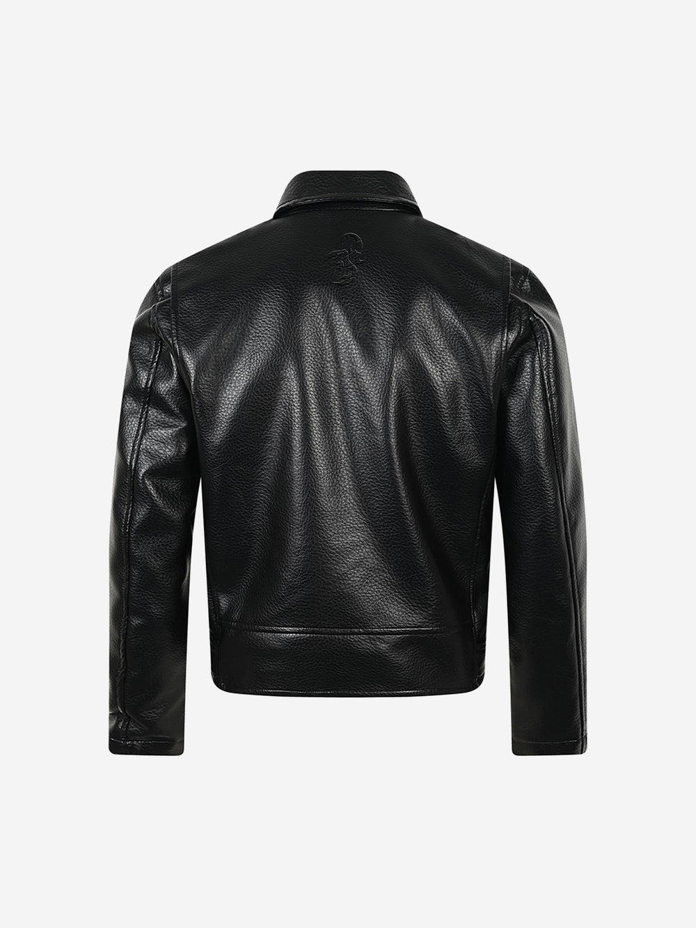 Bikerjacke aus Kunstleder mit asymmetrischem Reißverschluss und Nietengürtel