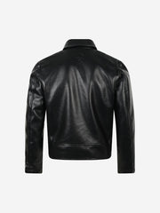 Studded-Belt Asymmetric Zip Faux Leather Biker Jacket