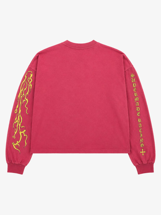 Racing Skull Girl Graphic Boxy Long Sleeve Tee