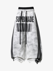 Double-Waist Striped Baggy Sweatpants