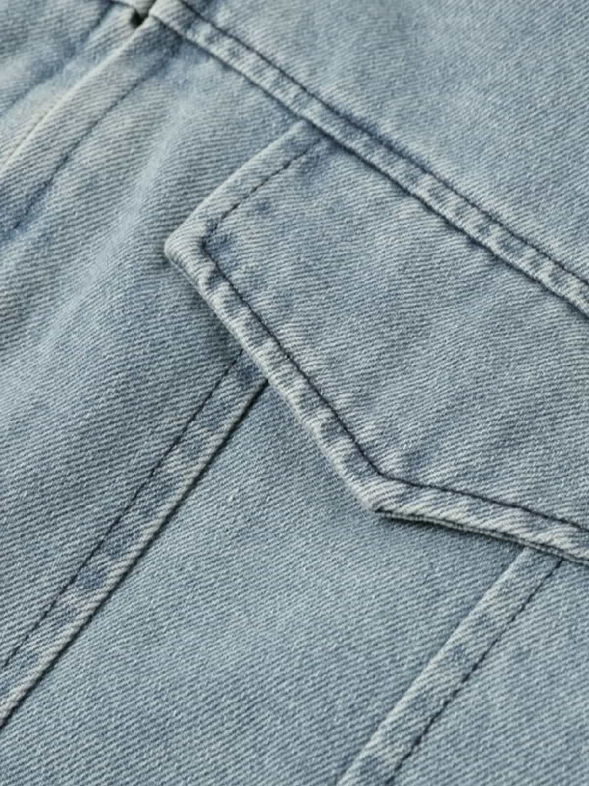 Vintage Detachable Sherpa Collar Aviator Denim Jacket 