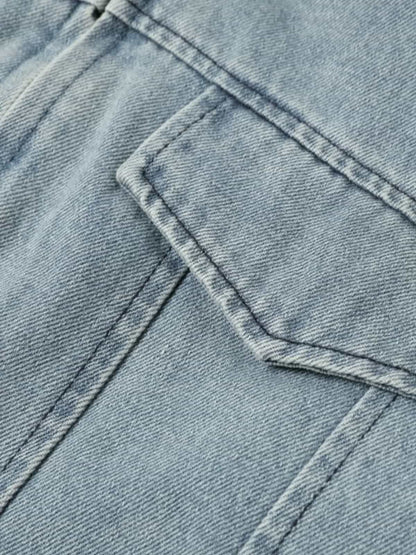 Vintage Detachable Sherpa Collar Aviator Denim Jacket 