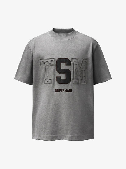 Distressed Appliqué Mud-Wash T-Shirt 