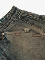 Vintage Mud-Dyed Distressed Barrel Jeans - 2537 