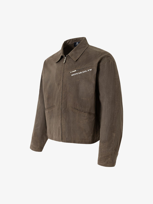Military-Inspired Jacket with Bold Back Print for Men 