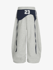 Foldover Striped Baggy Sweatpants