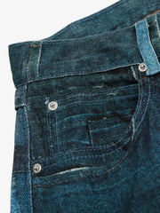 Irregular Graphic Washed Curved-Leg Jeans