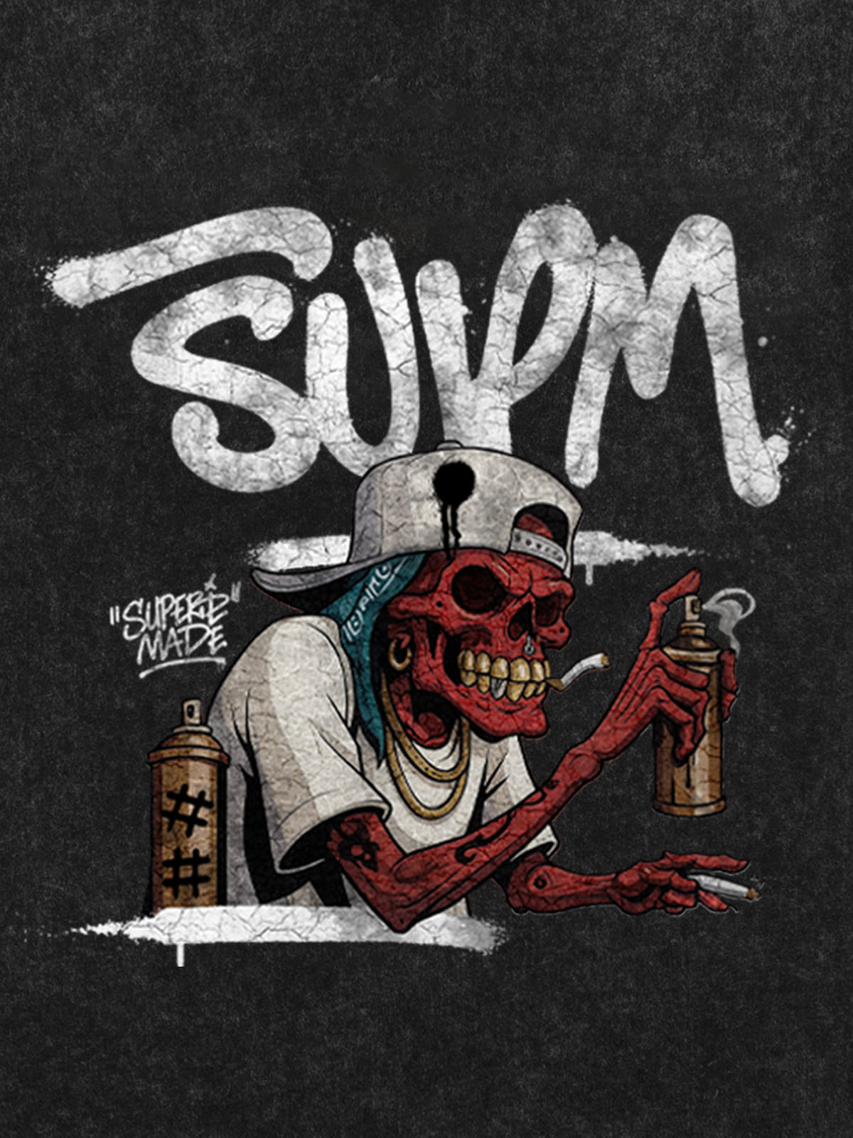Thesupermade Trendy Skull Graffiti Master T-shirt 