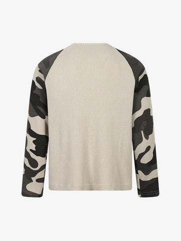 Camo Paneled Waffle Long Sleeve Tee