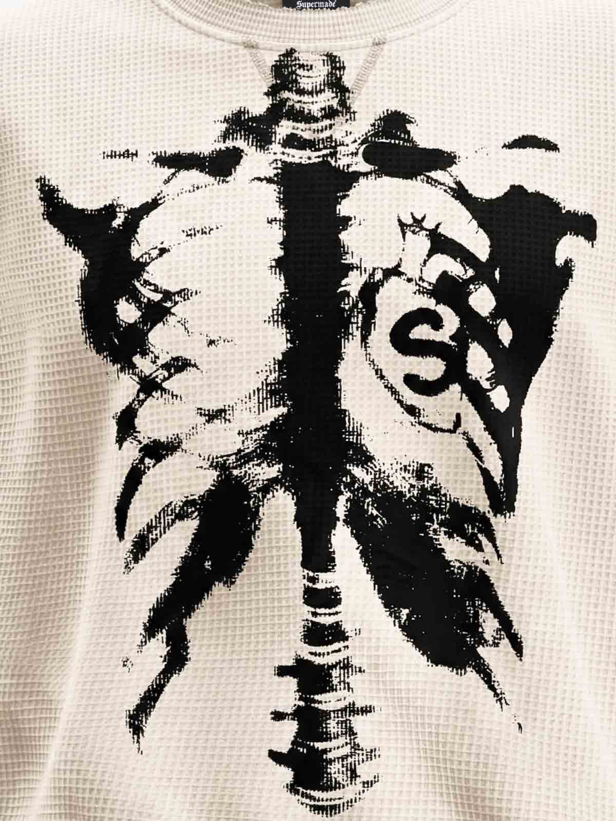 Vintage Skeleton Graphic Waffle Knit Sleeveless Vest 
