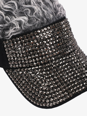 Rhinestone Faux Fur Sun Hat