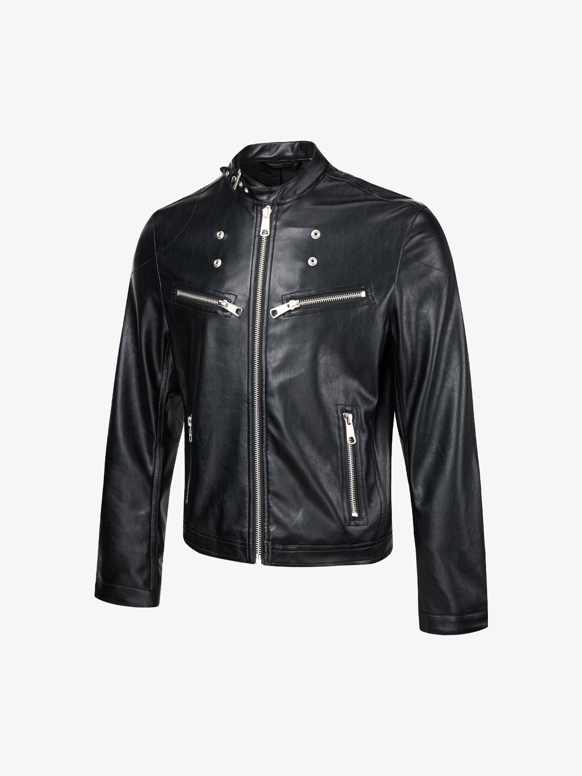 Multi-Zip Faux Leather Biker Jacket