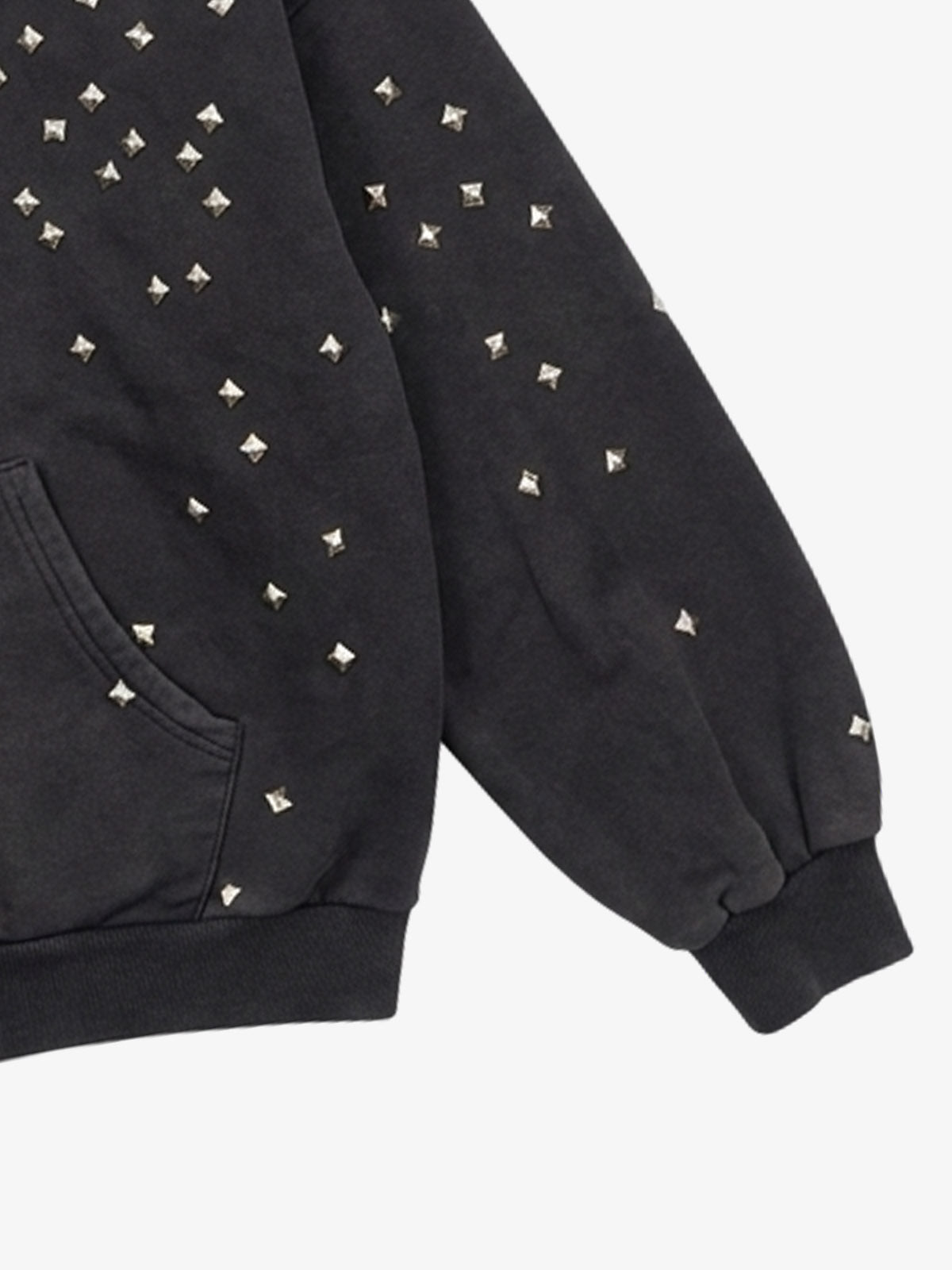 Metallic Studded Boxy Fit Zip-Up Hoodie