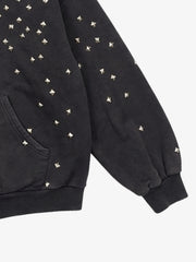 Metallic Studded Boxy Fit Zip-Up Hoodie