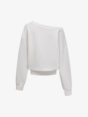 Flag Print Off-Shoulder Sweatshirt