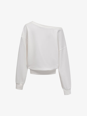 Flag Print Off-Shoulder Sweatshirt