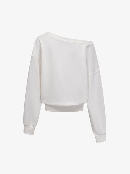 Flag Print Off-Shoulder Sweatshirt