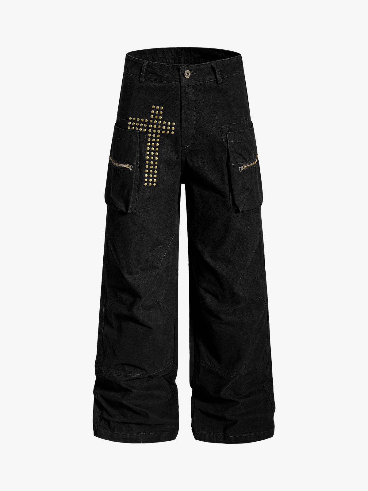 Vintage Utility Studded Cross Straight Leg Pants 