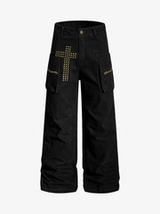 Vintage Utility Studded Cross Straight Leg Pants 