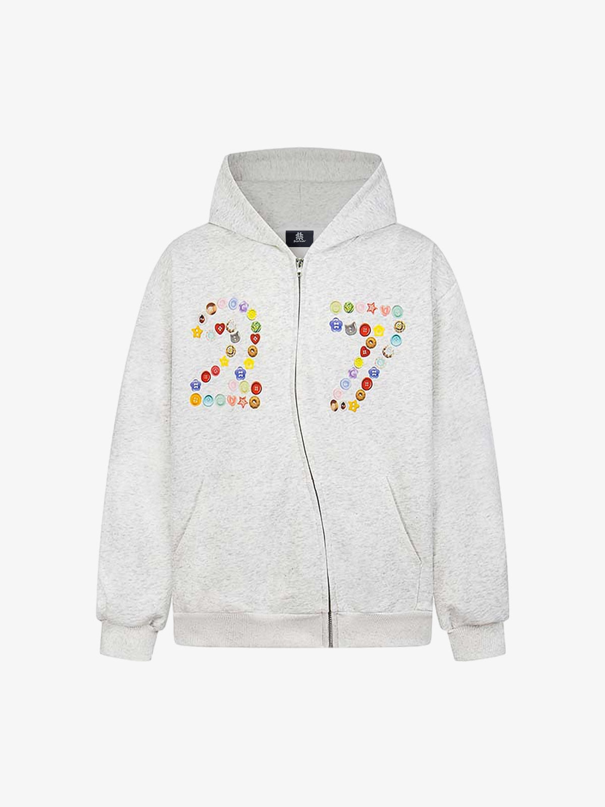 Stylish Button-Embellished Hoodie with Zip-Up Design for Casual Wear 