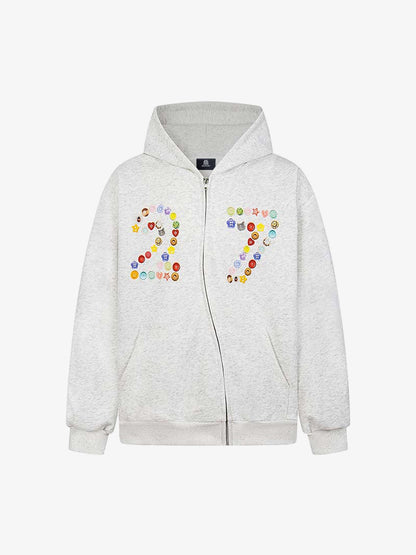 Stylish Button-Embellished Hoodie with Zip-Up Design for Casual Wear 