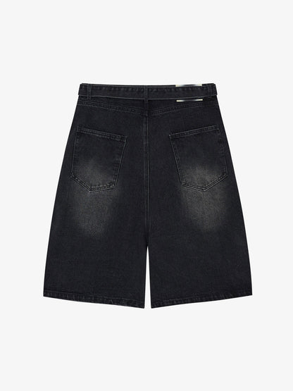 Embroidered Spiderweb Denim Shorts