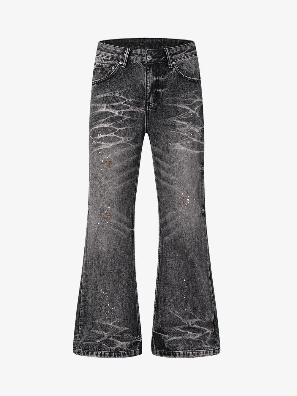 Whiskering Paint Splatter Bootcut Jeans