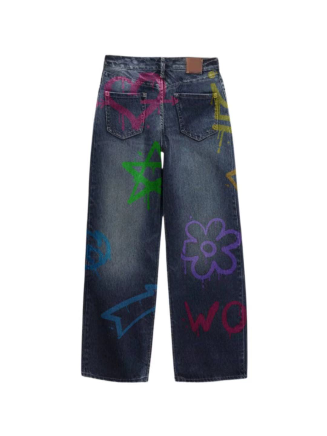 Vintage Graffiti Art Denim Jeans 