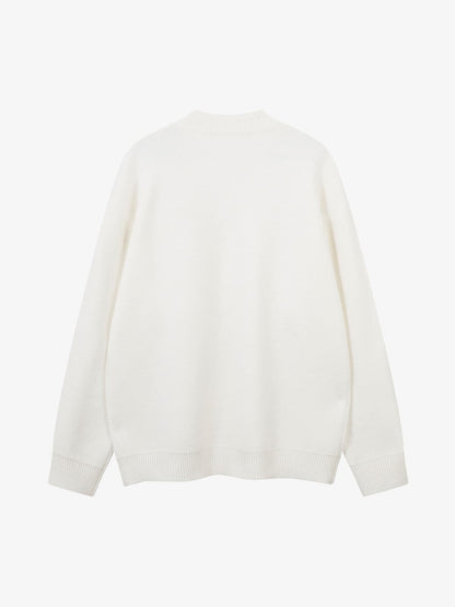 Fuzzy Letter Detail Sweater for Cozy Elegance 