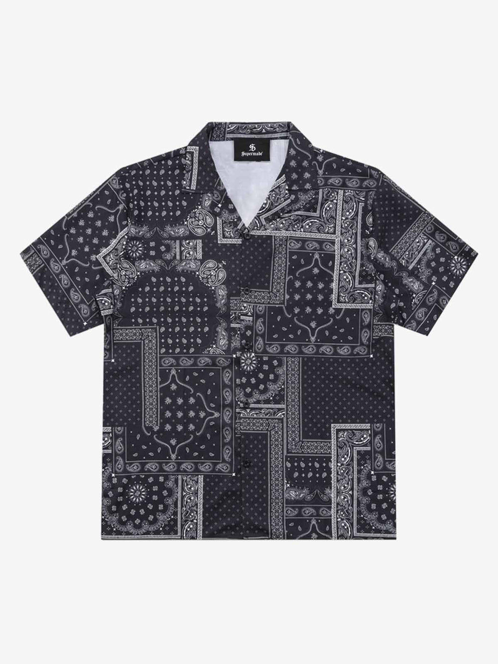 Vintage Bandana Patchwork Camp Collar Boxy Shirt 