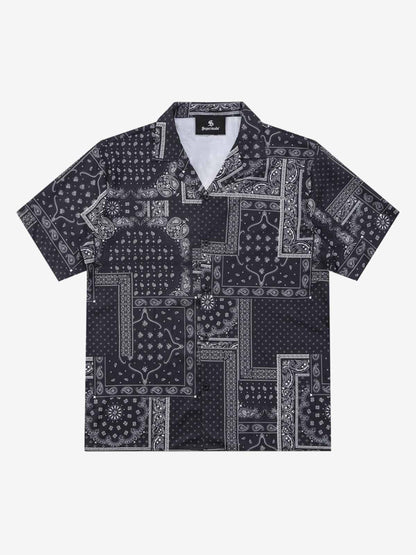 Vintage Bandana Patchwork Camp Collar Boxy Shirt 
