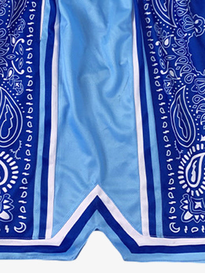 Polyester Snake Print Athletic Shorts with Bold Logo Design 