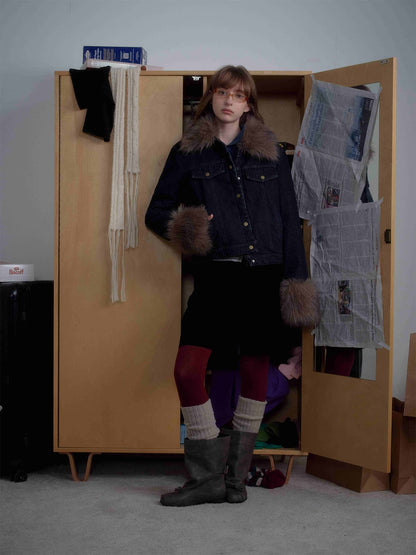 Winter-Ready Corduroy Jacket with Faux Fur Trim for Men 