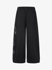 Script Embroidered Rhinestone Sweatpants