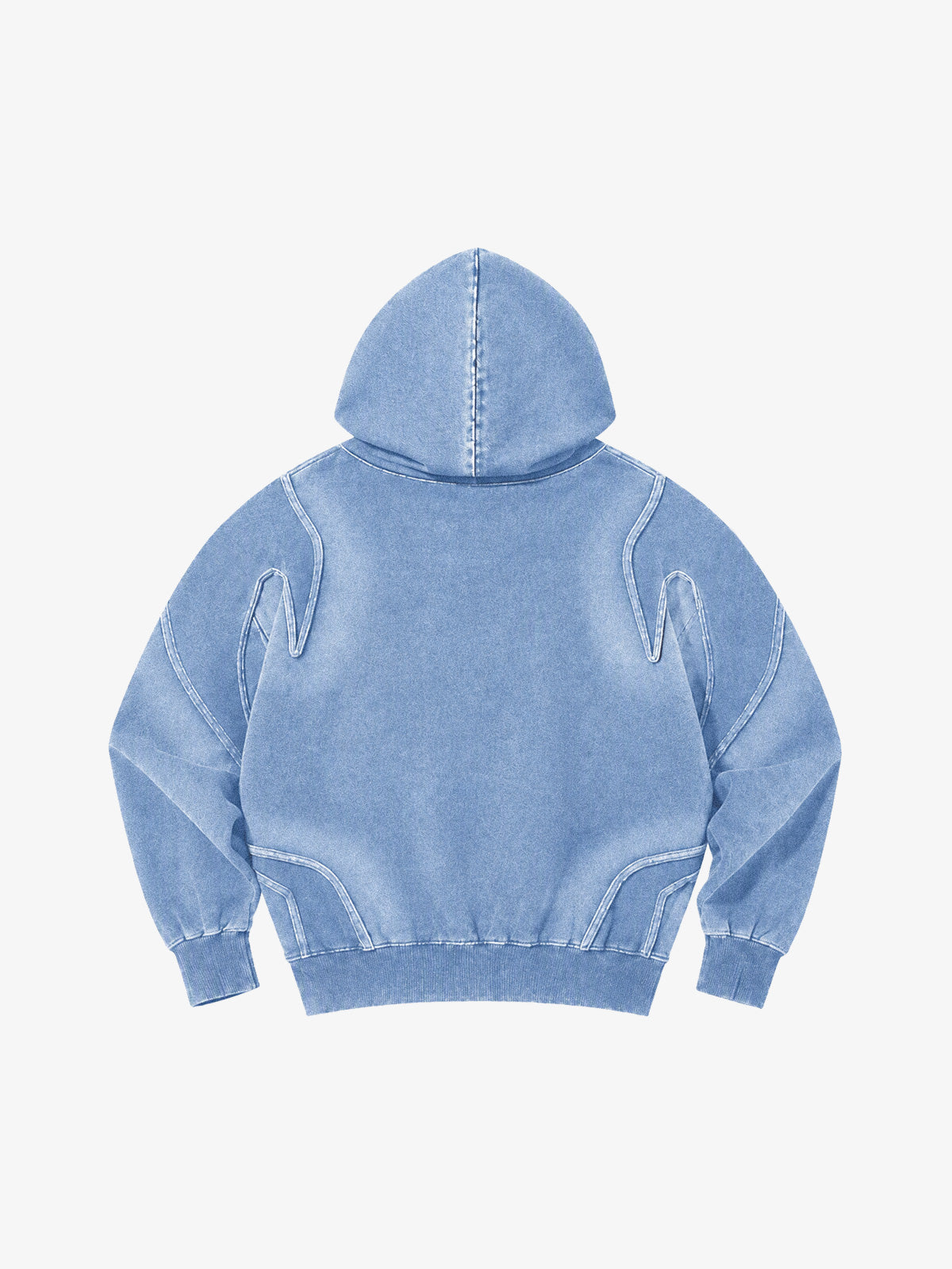 Washed Spray-Edge Zip Hoodie & Curved-Leg Sweatpants Set