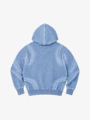 Washed Spray-Edge Zip Hoodie & Curved-Leg Sweatpants Set