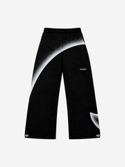 Curved Stripe Zip Hoodie & Wide-Leg Sweatpants Set